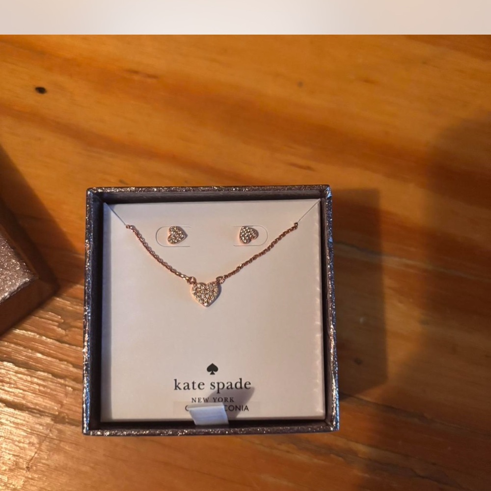 Kate Spade Gold Heart Necklace and Earring Set